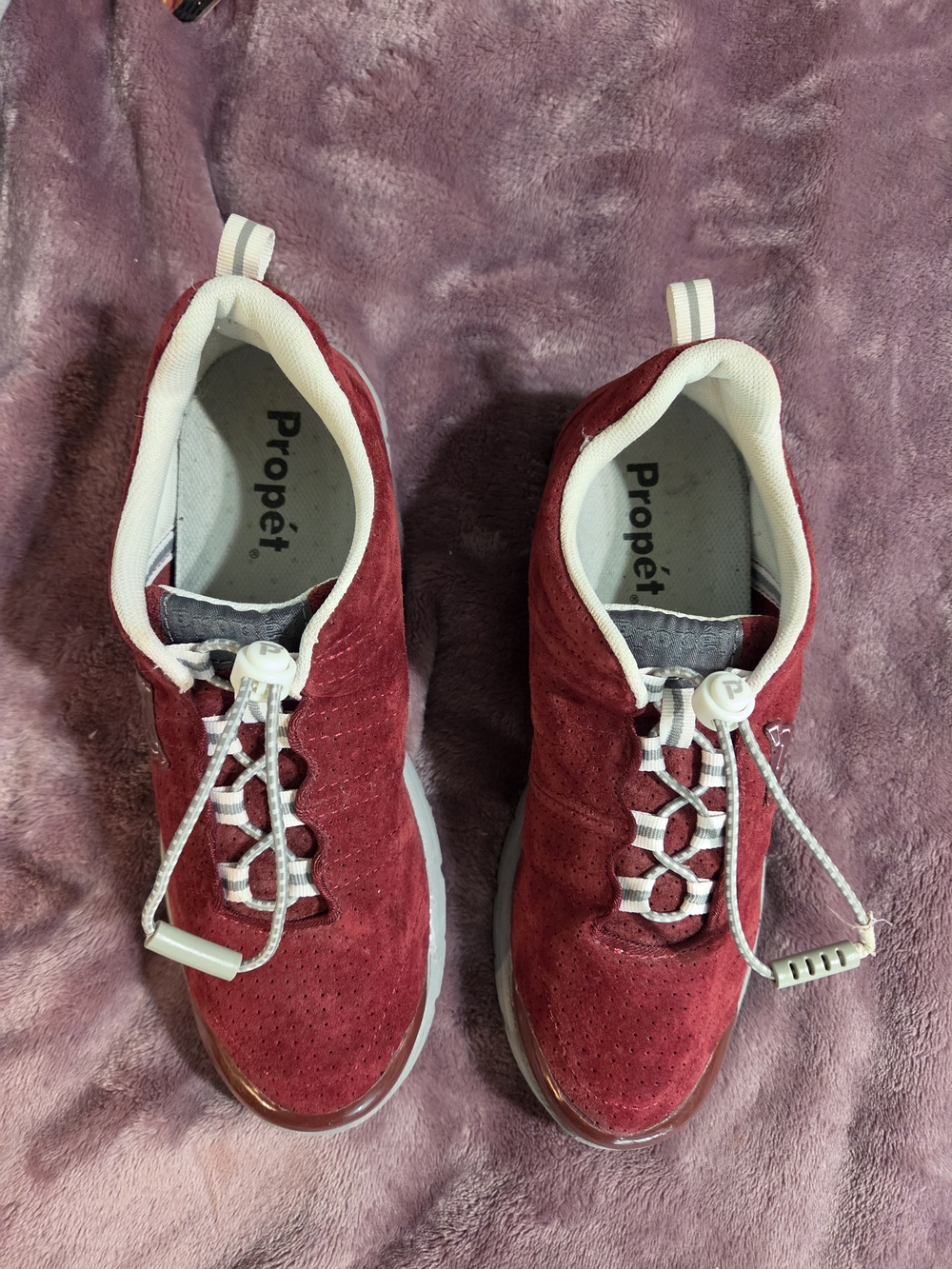 Propet Red Suede Casual No-Tie Laces Sneakers NWOT